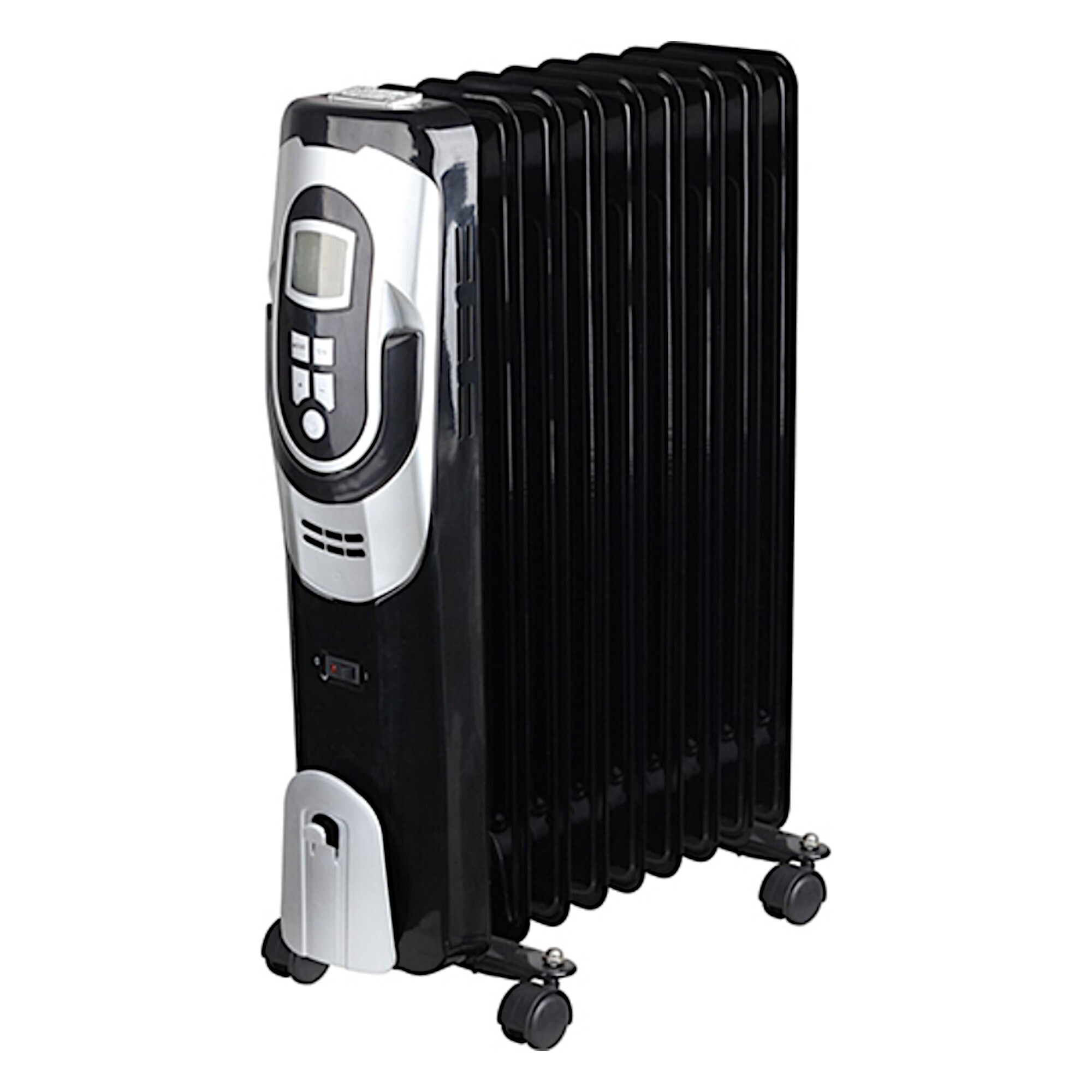 Optimus Portable Digital Oil-Filled Radiator Heater — 1500W, 7 Fins, Automatic Thermostat, 24-Hour Timer, Model# H-6015F